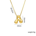 Everful Balloon Bubble Initial Letter Pendant Necklace Titanium Steel Gold Plated Box Chain