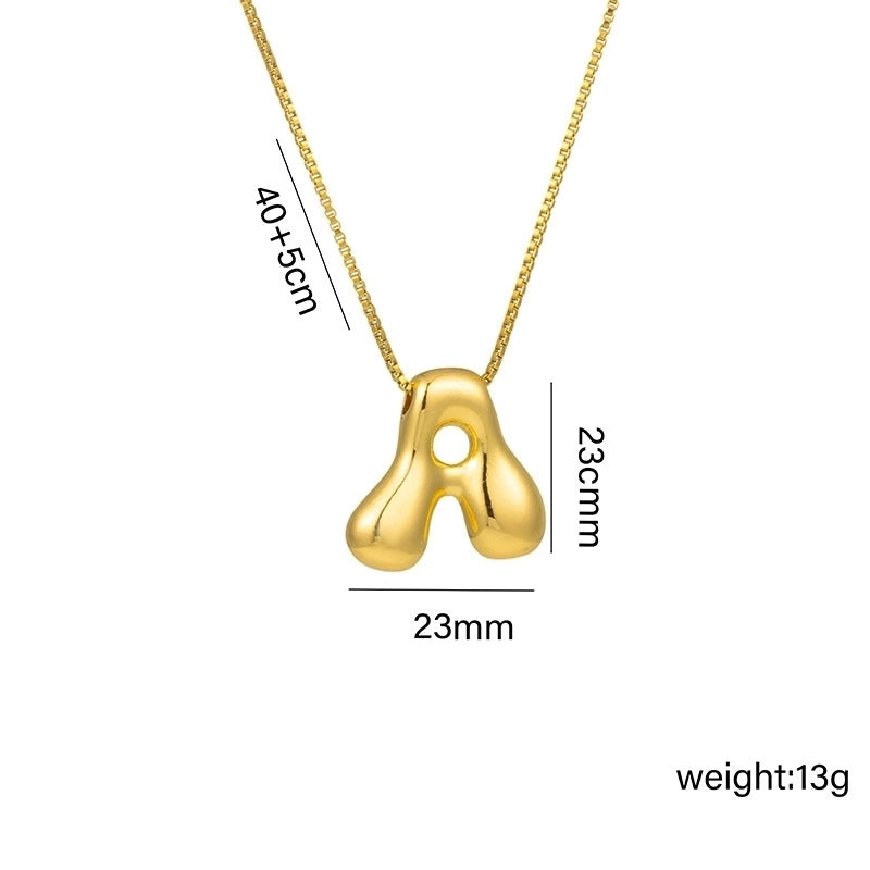 Everful Balloon Bubble Initial Letter Pendant Necklace Titanium Steel Gold Plated Box Chain