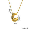 Everful Balloon Bubble Initial Letter Pendant Necklace Titanium Steel Gold Plated Box Chain
