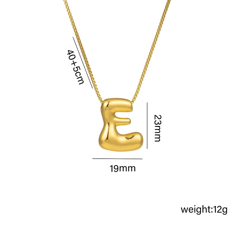 Everful Balloon Bubble Initial Letter Pendant Necklace Titanium Steel Gold Plated Box Chain