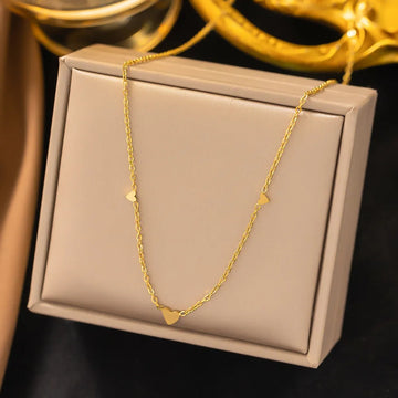 Gold Triple Heart Necklace – 18K Gold Plated Stainless Steel