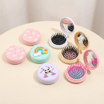 Foldable Hairbrush with Mirror – Compact Travel Comb