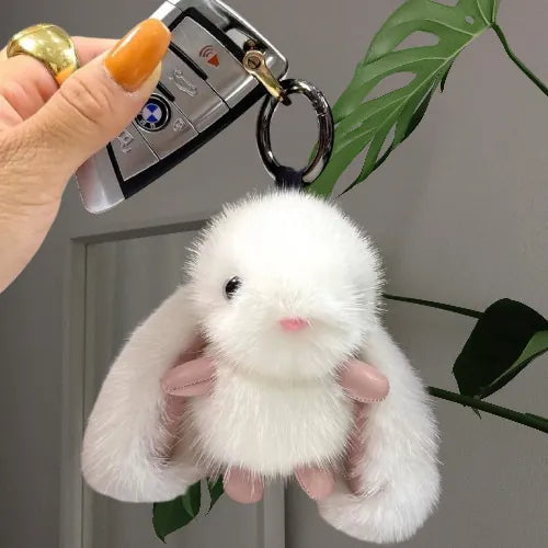 Plush Bunny Keychain – Fluffy Rabbit Bag Charm