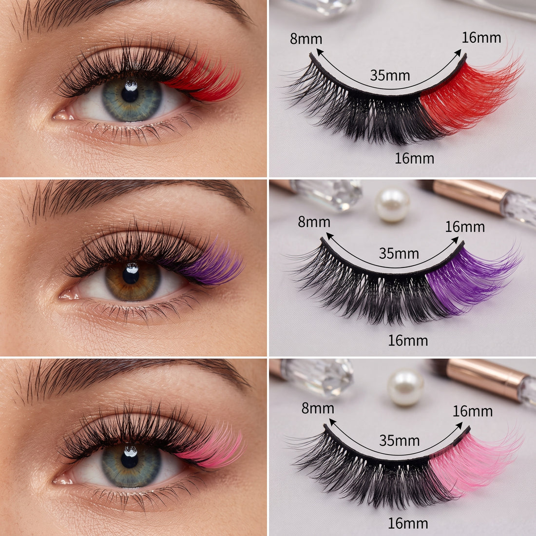 Colorful Fluffy Lashes – 9 Pair Volume Set