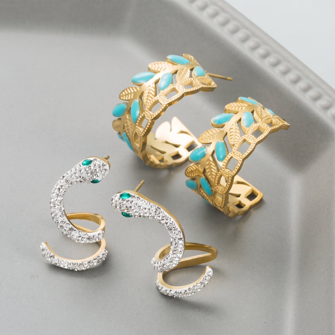 Snake Ear Cuff Earrings – Titanium Steel Rhinestone, No Piercing Needed