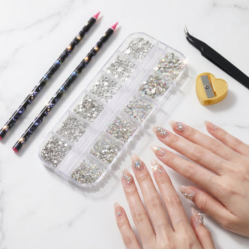 5-Piece Nail Art Rhinestone Kit with Wax Pens & Tweezers