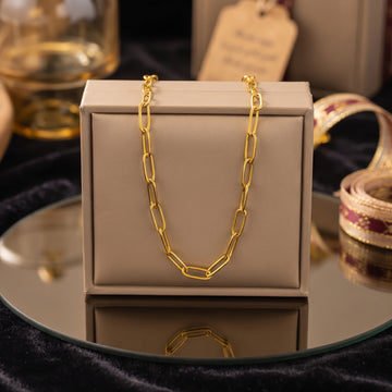 Gold Paperclip Chain Necklace – 18K Gold Plated Stainless Steel