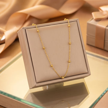 Gold Beaded Chain Necklace – 18K Gold Plated Stainless Steel