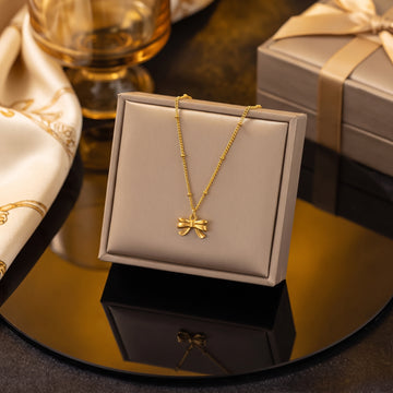 Gold Bow Pendant Necklace – 18K Gold Plated Stainless Steel