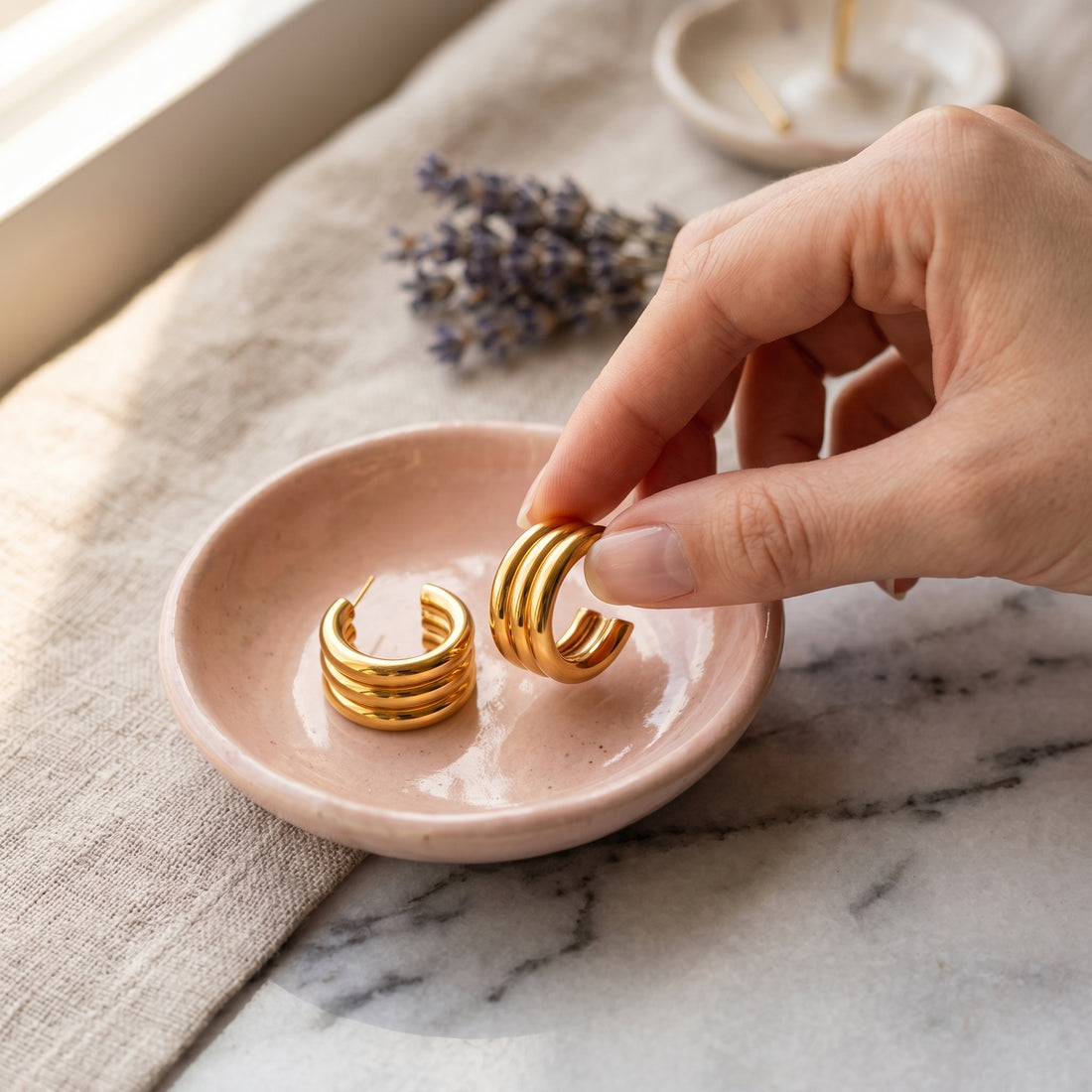 Chunky Triple Layer Gold Hoop Earrings