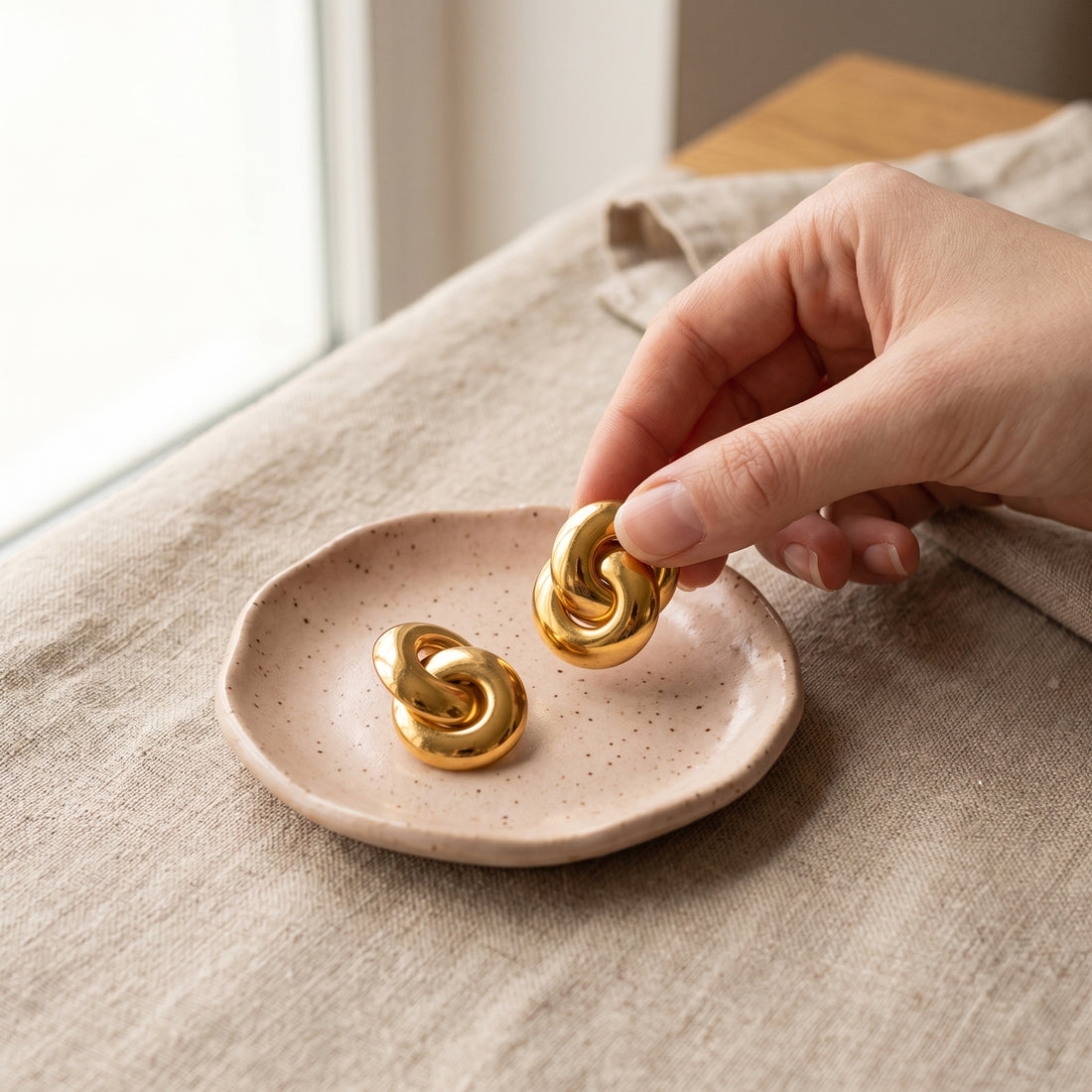 Gold Swirl Knot Stud Earrings – Chunky Statement