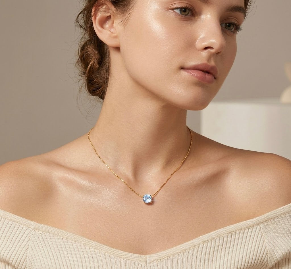 Minimalist Stainless Steel Necklace Gold Plated Geometric Heart Artificial Pearl Zircon Pendant Jewelry For Women