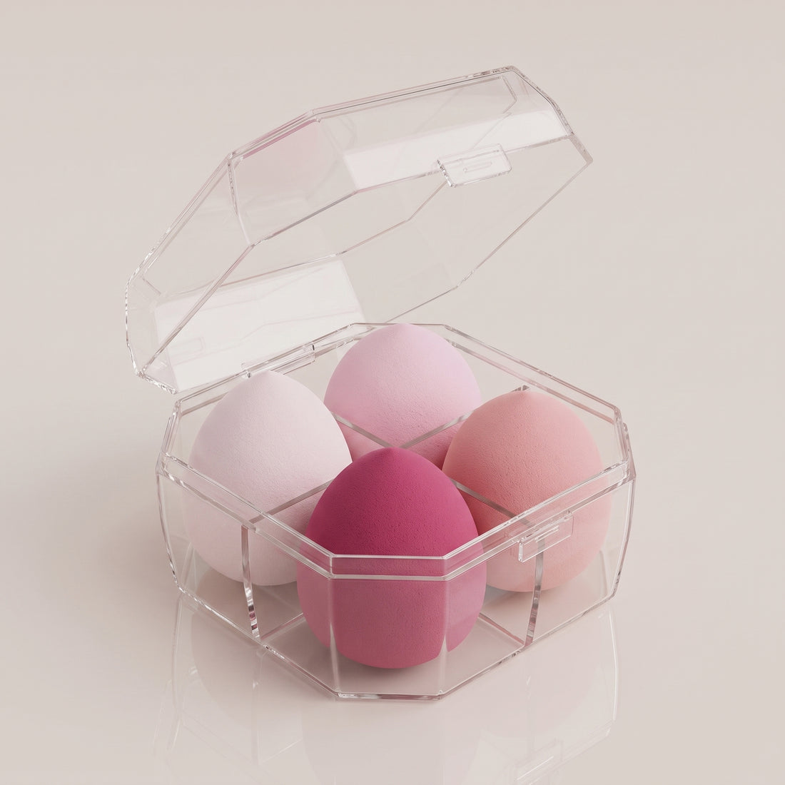 Everful Hydrophilic Polyurethane Makeup Sponges With Storage Box Macaron Colors