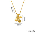 Everful Balloon Bubble Initial Letter Pendant Necklace Titanium Steel Gold Plated Box Chain