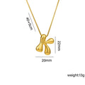 Everful Balloon Bubble Initial Letter Pendant Necklace Titanium Steel Gold Plated Box Chain