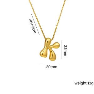 Everful Balloon Bubble Initial Letter Pendant Necklace Titanium Steel Gold Plated Box Chain