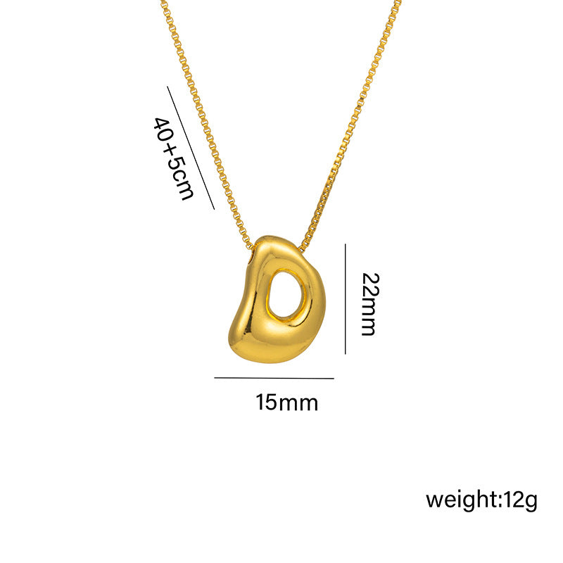 Everful Balloon Bubble Initial Letter Pendant Necklace Titanium Steel Gold Plated Box Chain
