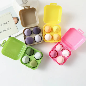 Everful Hydrophilic Polyurethane Makeup Sponges With Storage Box Macaron Colors