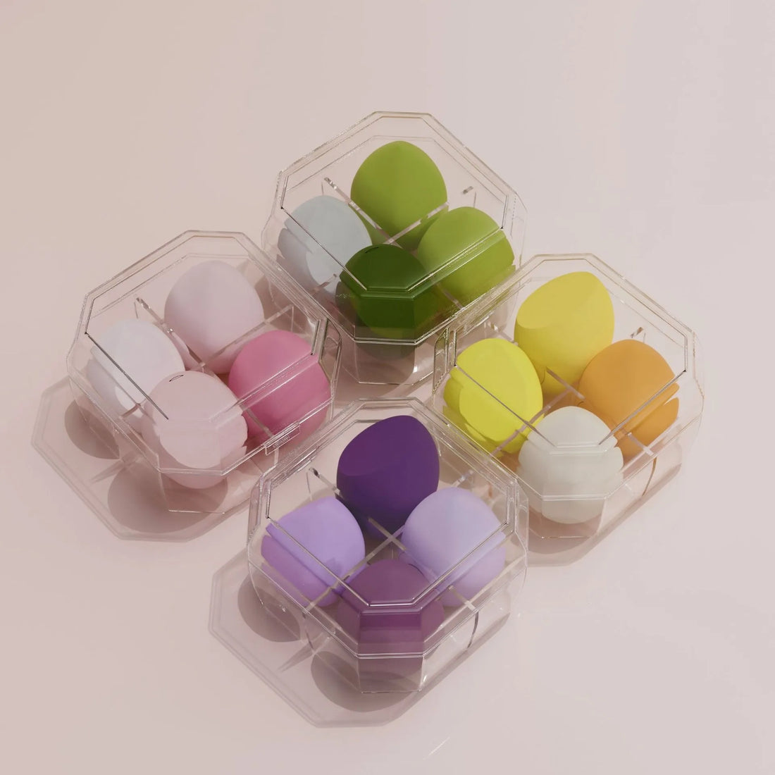 Everful Hydrophilic Polyurethane Makeup Sponges With Storage Box Macaron Colors