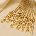 Everful Balloon Bubble Initial Letter Pendant Necklace Titanium Steel Gold Plated Box Chain