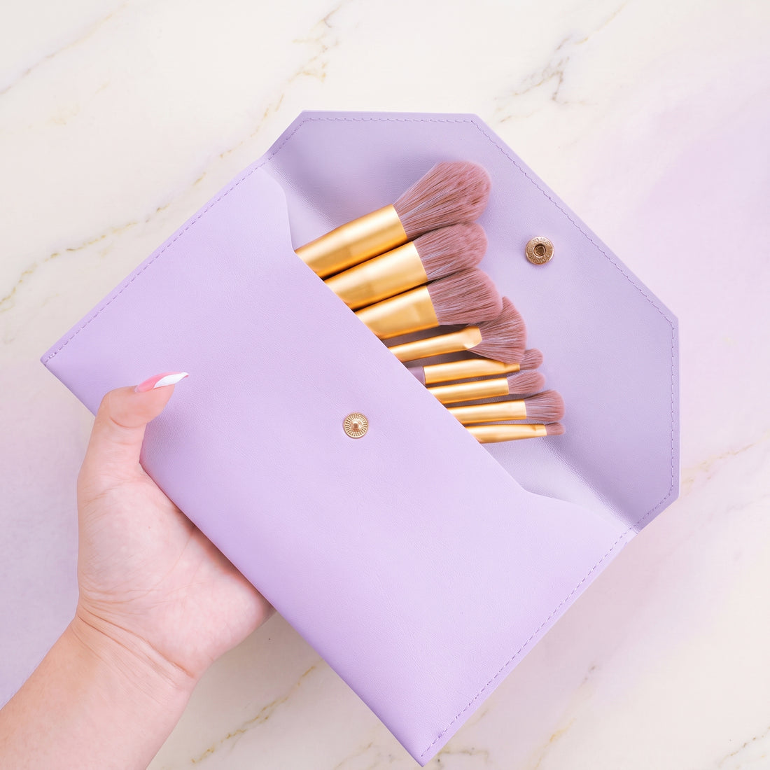 9Pcs Makeup Brush Set with Pouch – Soft Fiber Bristles
