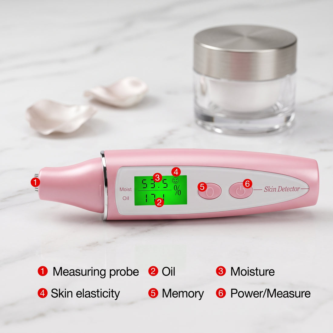 3-in-1 Skin Detector Pen – Moisture, Oil & Elasticity Tester