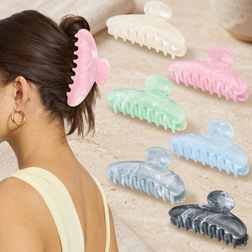 Marble Acrylic Hair Claw Clip – Large Resin Claw Clip for Thick Hair