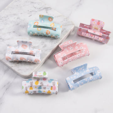 Bunny Print Hair Claw Clips – Easter Rabbit Pattern Claw Clips