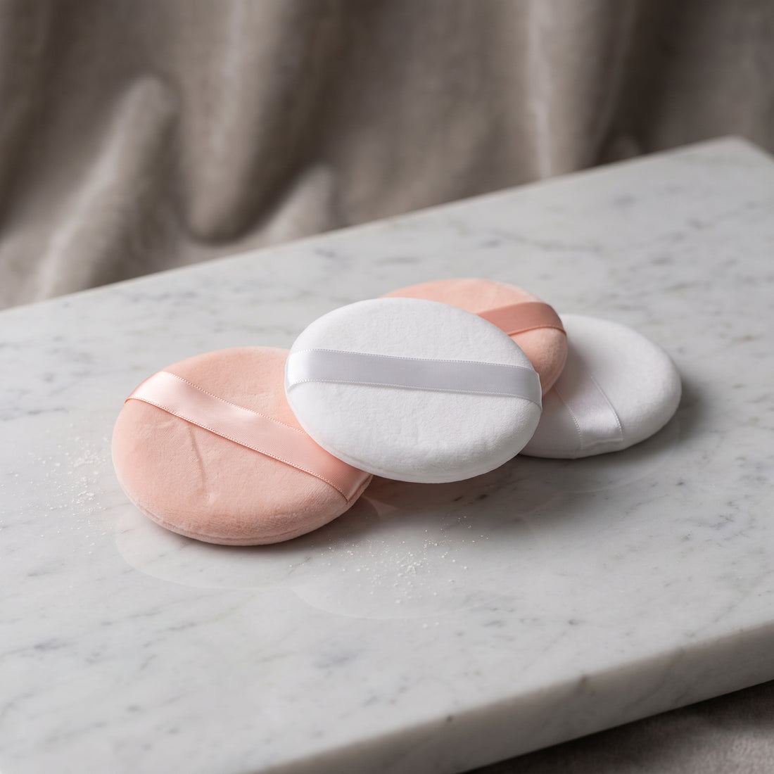 Soft Velour Powder Puff with Ribbon Strap – For Loose & Setting Powder