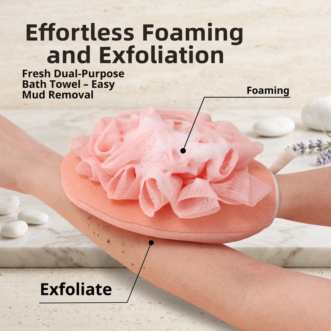 Skin-Friendly Double-Sided Bath Sponge Towel – Exfoliating Mesh Flower Scrubbing Mitt