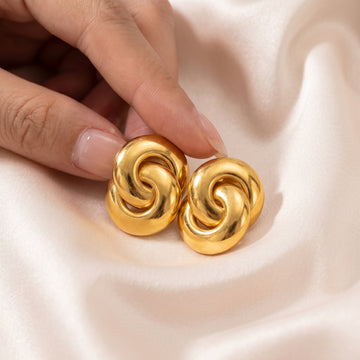 Gold Swirl Knot Stud Earrings – Chunky Statement