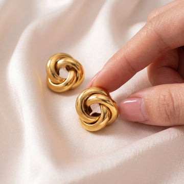 Gold Love Knot Stud Earrings – Chunky Twist