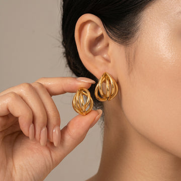 Chunky Gold Woven Knot Stud Earrings | 18K Gold Plated