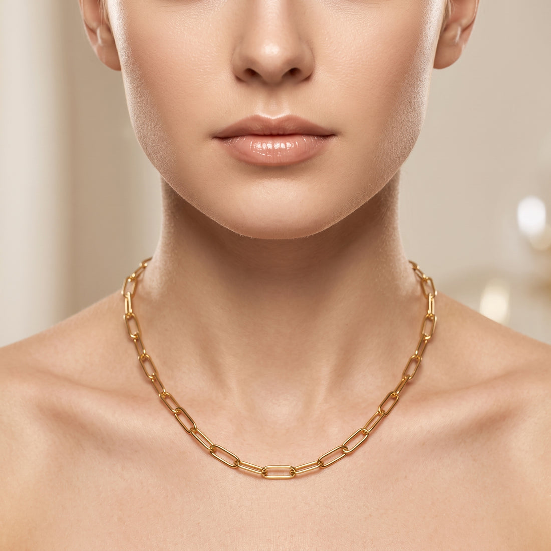 Gold Paperclip Chain Necklace – 18K Gold Plated Stainless Steel