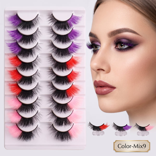 Colorful Fluffy Lashes – 9 Pair Volume Set