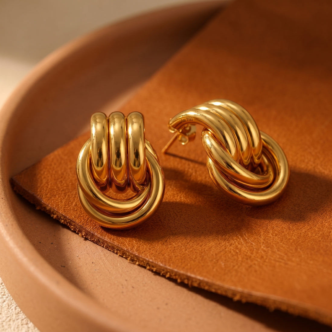 Gold Knot Drop Earrings | 18K Gold Plated | Titanium Steel |